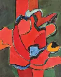 Ion Pacea, Compoziție cu roșu, 1985, ulei pe pânză