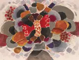 Grădină suspendată by Ion Alin Gheorghiu, 1976, acuarelă, tempera și cărbune pe carton, sold Jan 2019