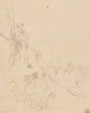 Nicolae Grigorescu, Cântecul ciobănașului, creion pe hârtie