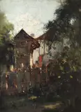 Casa părintească by Adam Bălţatu, ulei pe carton, sold Dec 2018