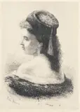 Bust de femeie (cadână cu fes) by Theodor Aman, acvaforte, sold Dec 2018