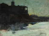 Apus la Comana by Alexandru Satmary, 1913-1914, ulei pe pânză, offered Dec 2018