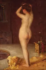Pierre Auguste Bellet, Nud în interior oriental, ulei pe pânză