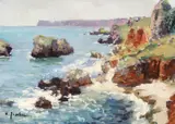 Capul Caliacra by Constantin Isachie Popescu, ulei pe carton, sold Dec 2018