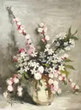 Flori de primăvară by Constantin Isachie Popescu, ulei pe carton, sold Dec 2018