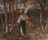 Ţărăncuţă cu fuior by Octav Băncilă, ulei pe pânză, offered Dec 2018
