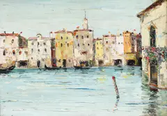 Veneția by Constion, ulei pe carton, sold Dec 2018