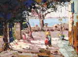 Terasă la Sorrento by Rudolf Négely, 1939, ulei pe pânză, sold Dec 2018