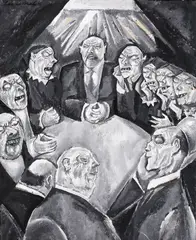 Lascăr Vorel, Consiliu de familie, 1916, guașă pe hârtie lipită pe carton
