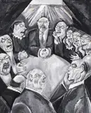 Lascăr Vorel, Consiliu de familie, 1916, guașă pe hârtie lipită pe carton
