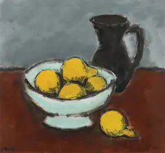 Natură statică cu lămâi by Ion Pacea, ulei pe pfl, sold Dec 2018
