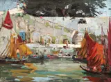 Porto Re by Rudolf Négely, 1919, ulei pe pânză, sold Dec 2018