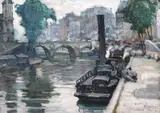Pod peste Sena by Constantin Isachie Popescu, ulei pe carton, sold Dec 2018