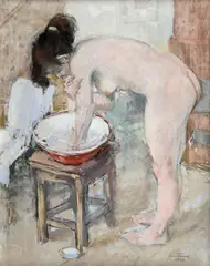 Dimineața by Sever Frențiu, 1957, pastel și cărbune pe hârtie, offered Dec 2018