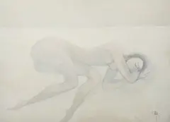 Nud adormit by Constantin Piliuță, 1993, ulei pe PFL, offered Dec 2018
