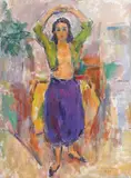 Odaliscă by Ion Musceleanu, 1989, ulei pe pânză lipită pe carton, offered Dec 2018
