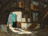 Hanul vechi din Balcic by Alexandru Satmary, ulei pe pânză, offered Dec 2018