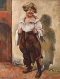 Ștrengarul by Camil Ressu, ulei pe carton, sold Dec 2018
