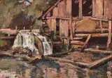 Gospodărie by Nicolae Enea, 1929, ulei pe carton, sold Dec 2018