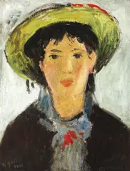 Bretonă by Francisc Gall, 1944, ulei pe carton lipit pe placaj, sold Dec 2018