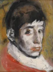 Corneliu Baba, Clovn, 1968, guașă și ulei pe hârtie lipită pe carton