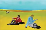 Matei Ţigăreanu, Picnic, 2018, ulei și spray pe pânză