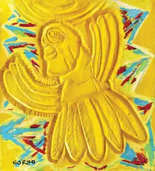 Pasărea Ghiță by Dumitru Gorzo, 2004, acrilic pe panou de lemn de tei, sculptat, sold Nov 2018