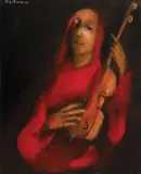 Mircea Ciobanu, Artistul (Menestrel), 1980, ulei pe pânză