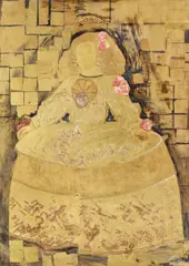Sultana Maitec, Infanta (în atelier la Velasquez), ulei, inserții textile și foiță de aur pe pânză