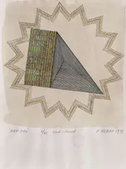 Man-Dial by Paul Neagu, 1979, creioane colorate, acuarelă și cafea pe hârtie tipizată, sold Nov 2018