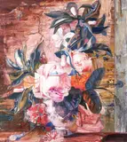 Mircea Maurice Novac, Peonies (based upon Jan van Huysum), 2018, ulei pe pânză