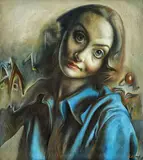 Eugen Bratfanof, Portret de fată, 1992, ulei pe pânză
