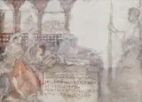 Istoria neamului românesc ("Muncă, Faptă, Luptă") by Nicolae Vermont, creion și acuarelă pe hârtie, offered Nov 2018