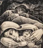 Carol Hübner, Somnul și veghea, 1931, tuș pe hârtie