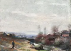 Adam Bălţatu, Margine de Iaşi, pastel pe hârtie lipită pe carton