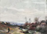 Margine de Iaşi by Adam Bălţatu, pastel pe hârtie lipită pe carton, sold Nov 2018