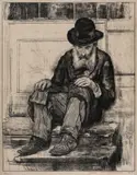 Pe treptele prăvăliei by Jean Alexandru Steriadi, 1918, litografie, sold Nov 2018