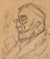 Colecționarul Lazăr Munteanu by Theodor Pallady, creion pe carton subțire, sold Nov 2018