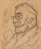 Theodor Pallady, Colecționarul Lazăr Munteanu, creion pe carton subțire