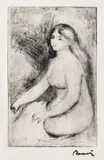 Nud by Pierre-Auguste Renoir, vernis moale pe hârtie gălbuie vărgată, offered Nov 2018