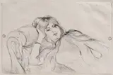 Berthe Morisot, Julie Manet, gravură cu acul pe hârtie gălbuie