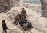 Samuel Mützner, La derdeluş, acuarelă, cărbune şi tempera pe hârtie