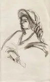 Theodor Pallady, Portret de femeie/ Scrisoare către Jeane Pallady, tuș și laviu pe hârtie