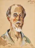 Alexandru Phoebus, Autoportret, 1952, acuarelă şi guaşă pe hârtie