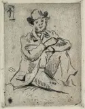 Paul Cézanne, Portretul pictorului Guillaumin, acvaforte pe hârtie gălbuie vărgată