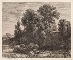 Jean Achard, Peisaj la Barbizon, 1850, acvaforte