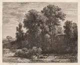 Jean Achard, Peisaj la Barbizon, 1850, acvaforte