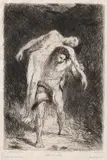 Alexandre Falguière, Cain şi Abel, acvaforte pe hârtie vărgată
