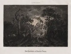 Ferdinand Lefman, Don Quijote și Sancho Panza (după o pictură de Théodore Rousseau), acvaforte