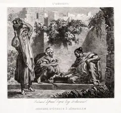 Ferdinand Lefman, Jucătorii de şah din Ierusalim (după o pictură de Eugène Delacroix), acvaforte